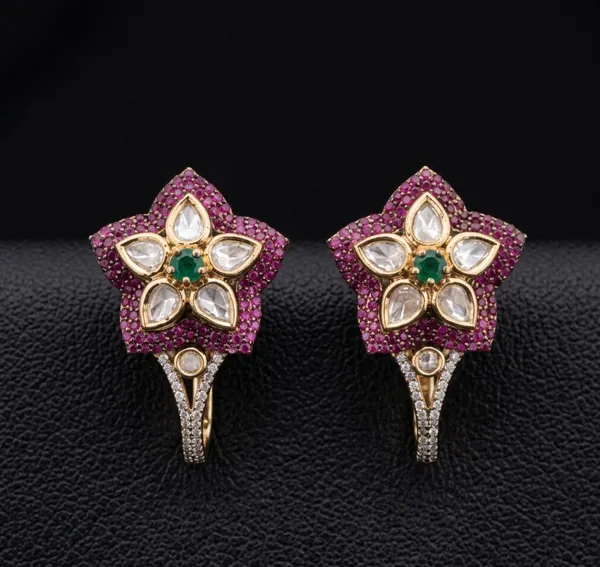 Zara_Floral_Earrings_-_Ruby_Red