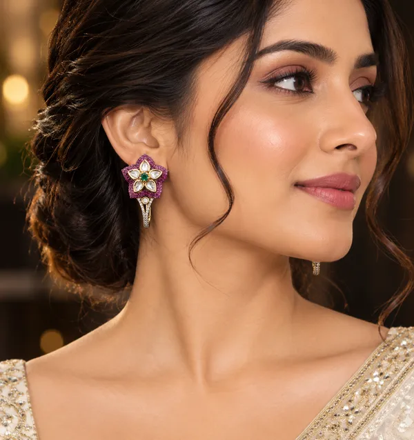 Zara_Floral_Earrings_-_Ruby_Red