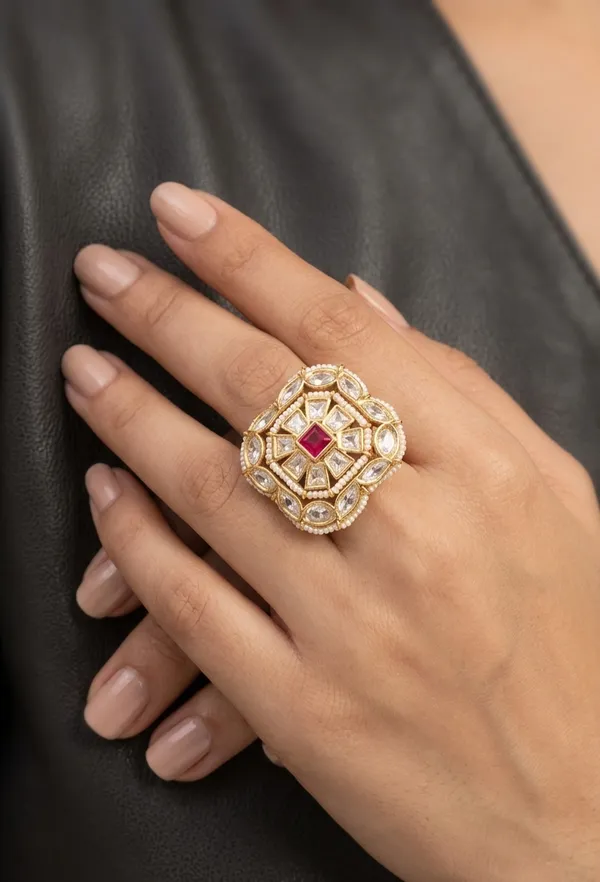 Elegant_Victorian_Style_Gold-Tone_Finger_Ring_with_Ruby_Center_and_Diamond_Accents