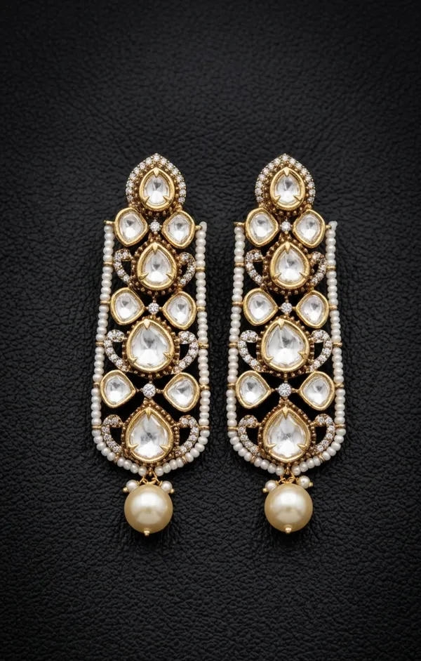 Shringar_Kundan_Drop_Earrings_-_White