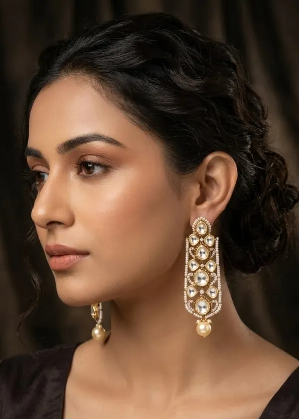 Shringar_Kundan_Drop_Earrings_-_White