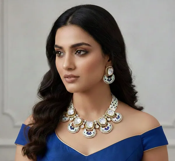 Kundan_&_Phiroza_Blue_Meenakari_Chik_Necklace_Set_with_Earrings