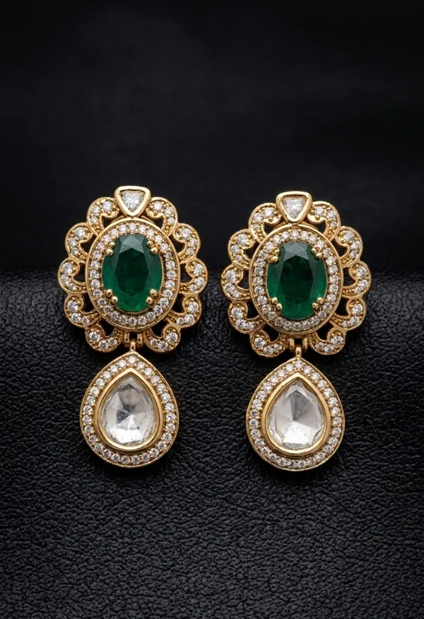 Kavya_Drop_Studs_-_Emerald_Green
