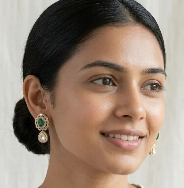 Kavya_Drop_Studs_-_Emerald_Green