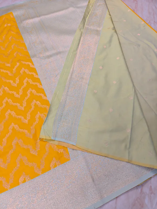 BANARASI_KATAN_SILK_IN_AIRY_GOLD_WITH_LIGHT_BLUE_BORDER