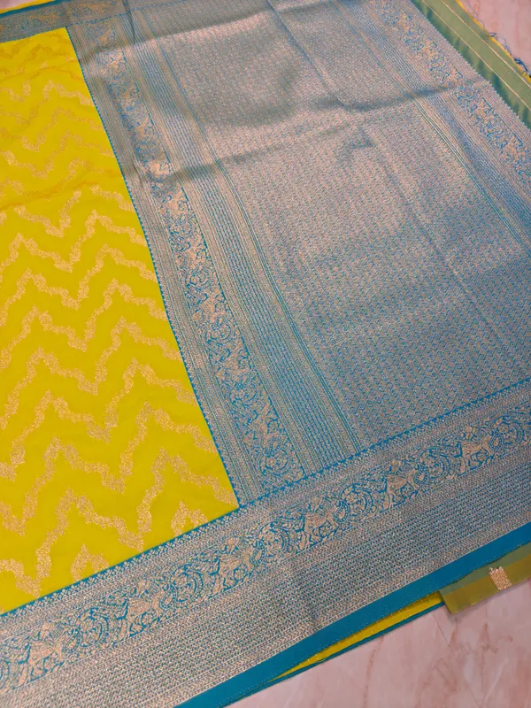 BANARASI_KATAN_SILK_IN_GOLD_WITH_SKY_BLUE_BORDER