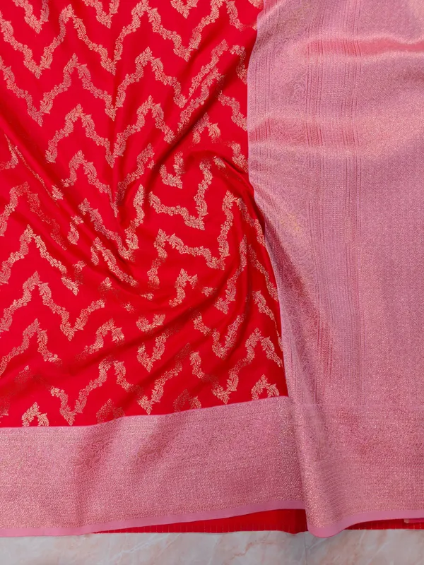 BANARASI_KATAN_SILK_IN_RED_WITH_BABY_PINK_BORDER