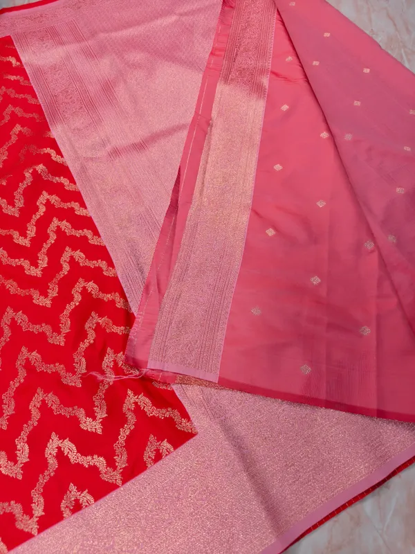BANARASI_KATAN_SILK_IN_RED_WITH_BABY_PINK_BORDER