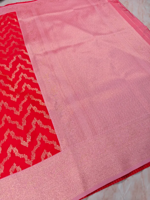 BANARASI_KATAN_SILK_IN_RED_WITH_BABY_PINK_BORDER
