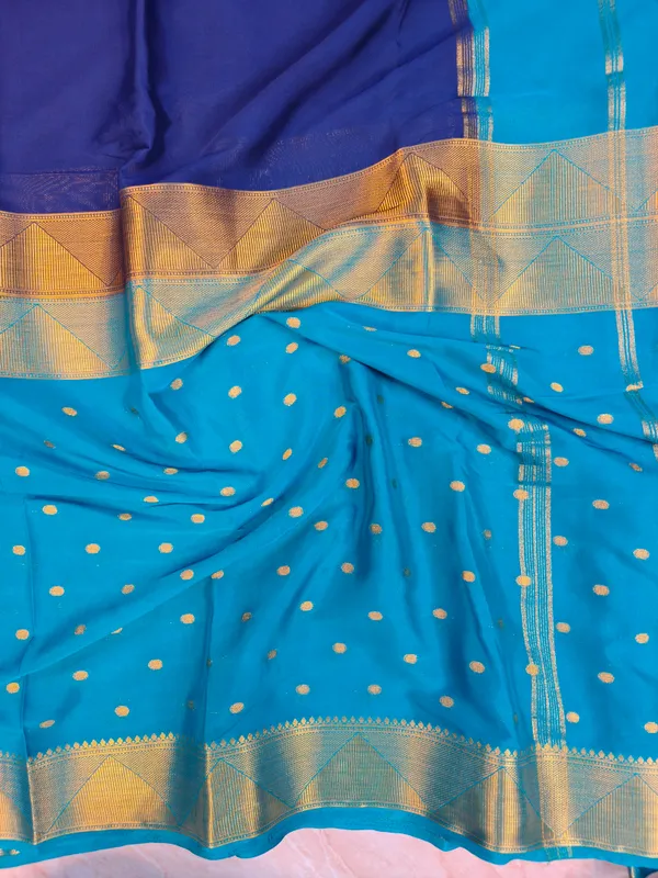 Crepe_Chiffon_In_Blue_With_Royal_Blue_Saree_For_Women