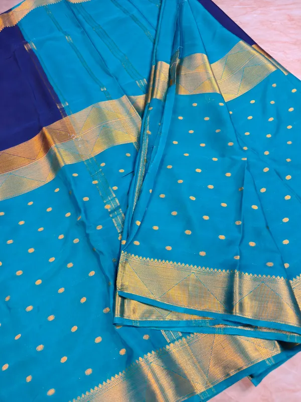 Crepe_Chiffon_In_Blue_With_Royal_Blue_Saree_For_Women