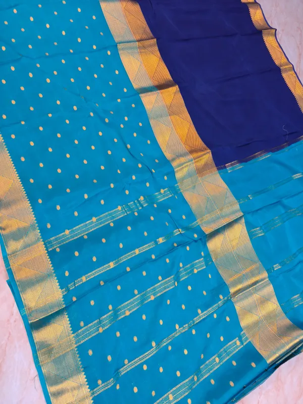 Crepe_Chiffon_In_Blue_With_Royal_Blue_Saree_For_Women