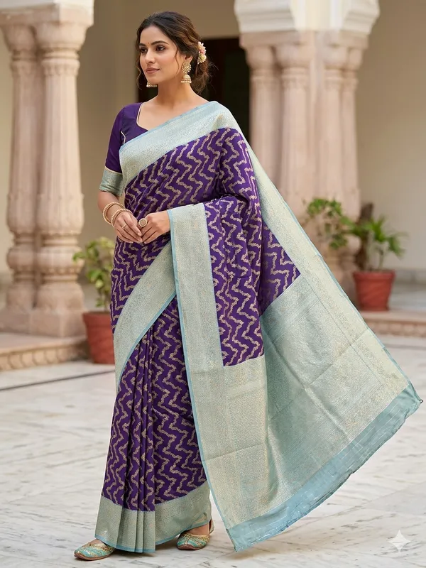 BANARASI_KATAN_SILK_IN_PURPLE_WITH_SKY_BLUE