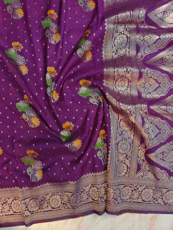 Khaddi_Georgette_In_Magenta_With_Panchrang_Boota_Saree_For_Women