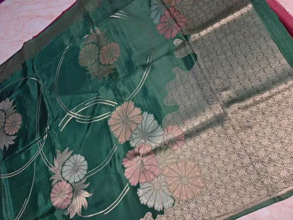 Korean_Silk_In_Bottle_Green_With_Multi_Boutique_Design_Saree_For_Women