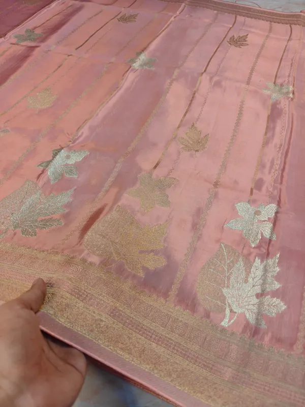 Korean_Silk_In_Peach_Colour_With_Floral_Stripes_Saree_For_Women