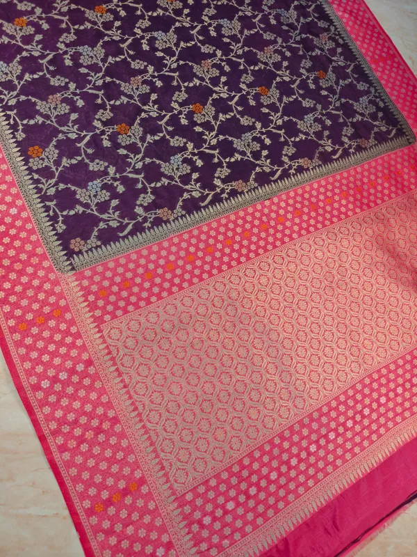 Paper_Silk_In_Magenta_With_Rani_Border_Saree_For_Women