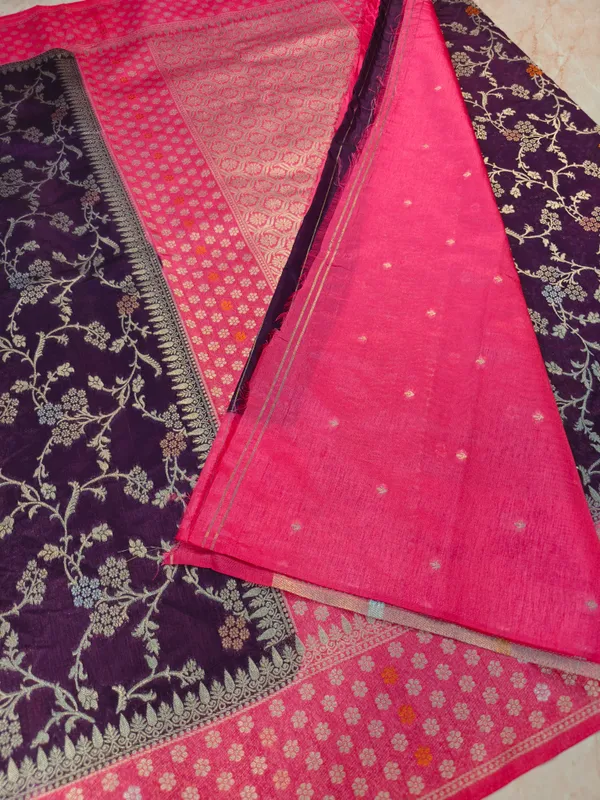 Paper_Silk_In_Magenta_With_Rani_Border_Saree_For_Women