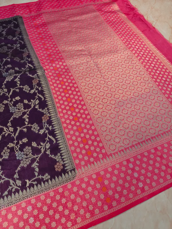 Paper_Silk_In_Magenta_With_Rani_Border_Saree_For_Women