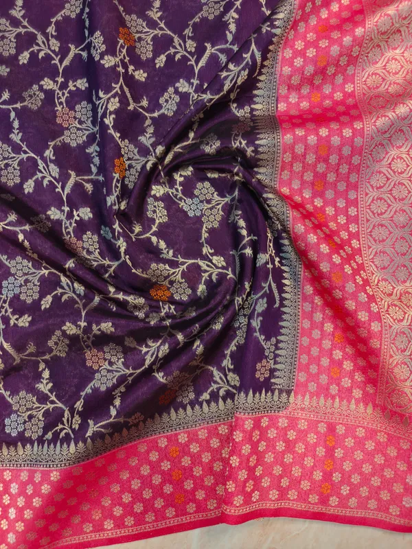 Paper_Silk_In_Magenta_With_Rani_Border_Saree_For_Women