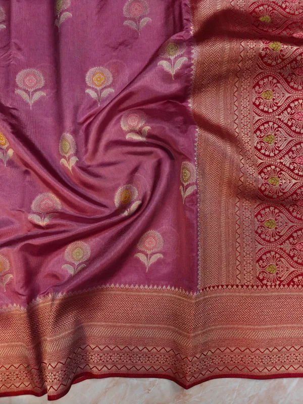 Paper_Silk_In_Onion_Pink_With_Red_Border_Saree_For_Women