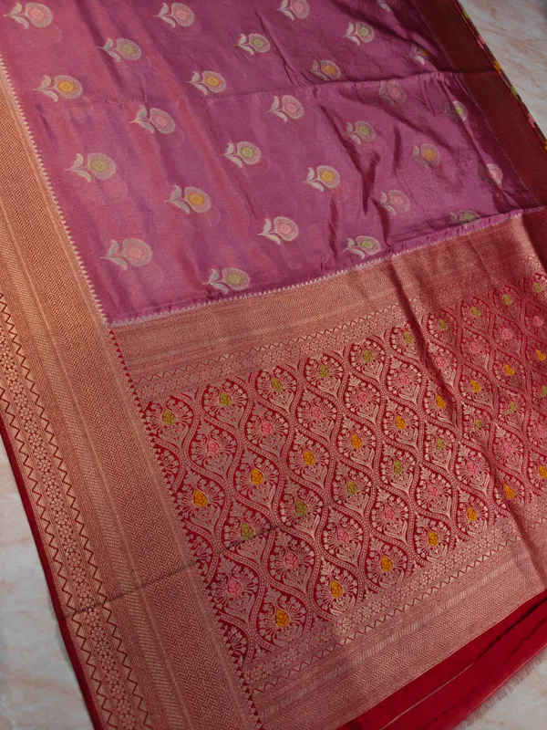 Paper_Silk_In_Onion_Pink_With_Red_Border_Saree_For_Women