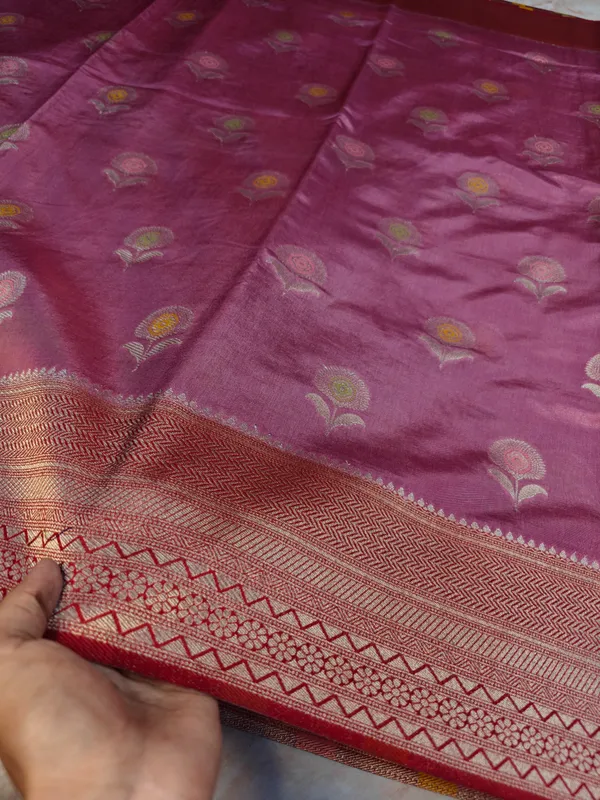 Paper_Silk_In_Onion_Pink_With_Red_Border_Saree_For_Women