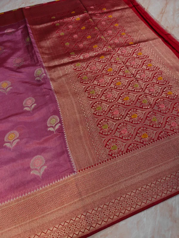 Paper_Silk_In_Onion_Pink_With_Red_Border_Saree_For_Women