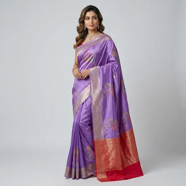 Korean_Silk_In_Lavender_With_Boutique_Style_Multi_Boota_Saree_For_Women