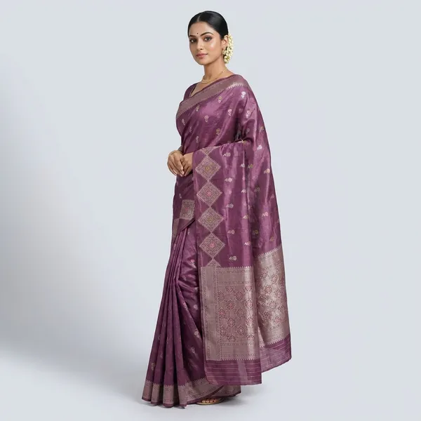 Paper_Silk_In_Onion_Pink_With_Multi_Booti_Saree_For_Women