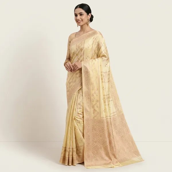 Russian_Silk_Viscose_In_Cream_With_Stripe_Style_Saree_For_Women