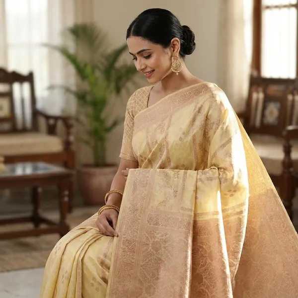 Russian_Silk_Viscose_In_Cream_With_Stripe_Style_Saree_For_Women