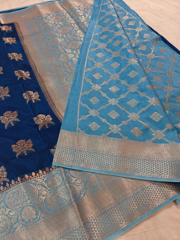 Russian_Silk_In_German_Navy_Blue_With_Sky_Blue_Border_Saree_For_Women