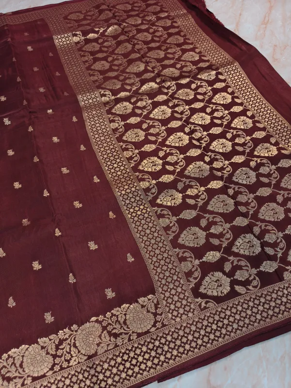 Russain_Silk_In_Brown_With_Gold_Zari_Work