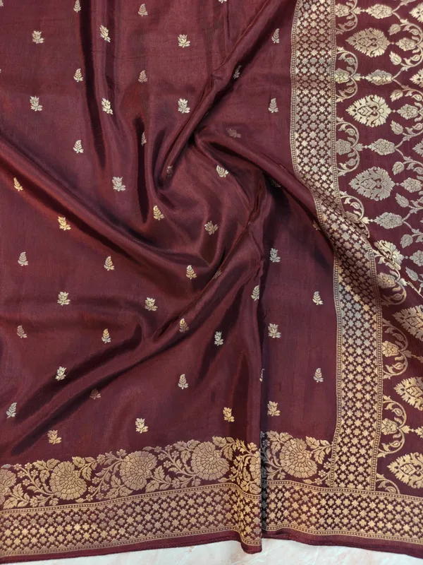 Russain_Silk_In_Brown_With_Gold_Zari_Work