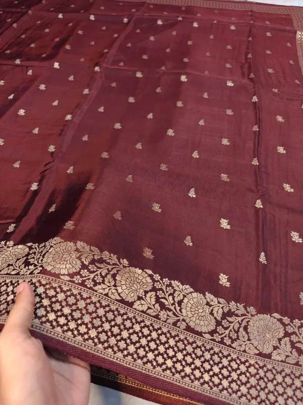 Russain_Silk_In_Brown_With_Gold_Zari_Work