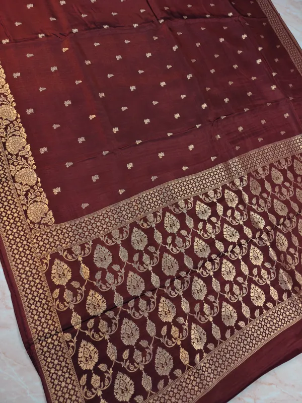 Russain_Silk_In_Brown_With_Gold_Zari_Work