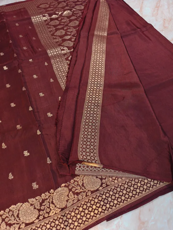Russain_Silk_In_Brown_With_Gold_Zari_Work