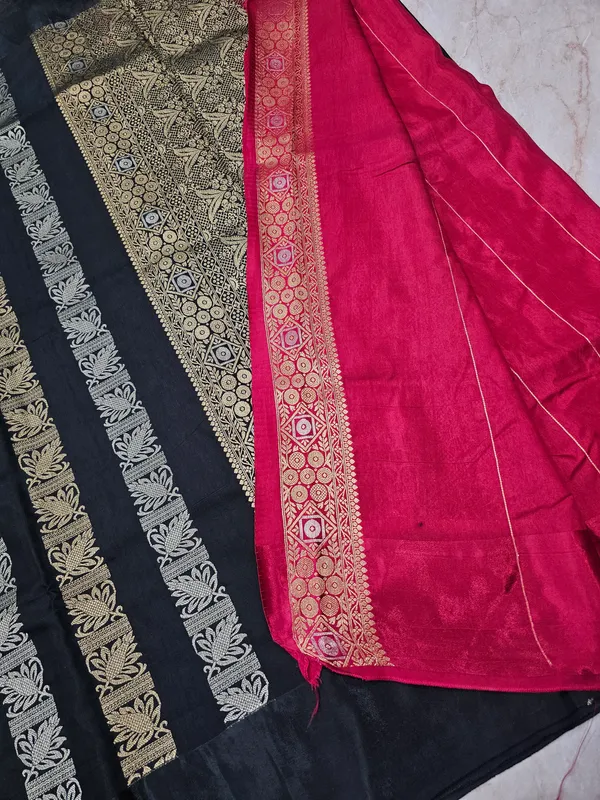 RUSSIAN_SATIN_SILK_IN_BLACK_WITH_GOLD_SILVER_ZARIWORK
