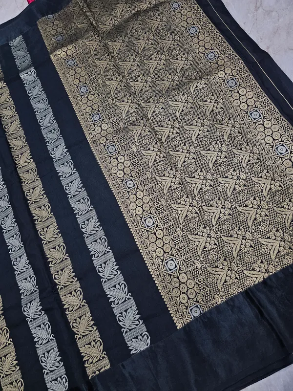 RUSSIAN_SATIN_SILK_IN_BLACK_WITH_GOLD_SILVER_ZARIWORK