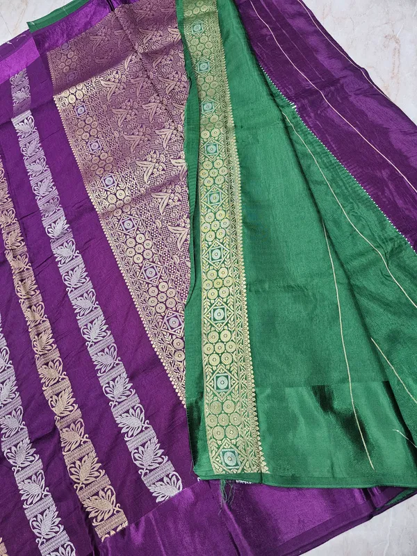 RUSSIAN_SATIN_SILK_IN_PURPLE_WITH_VERTICAL_SILVER_GOLD_ZARIWORK