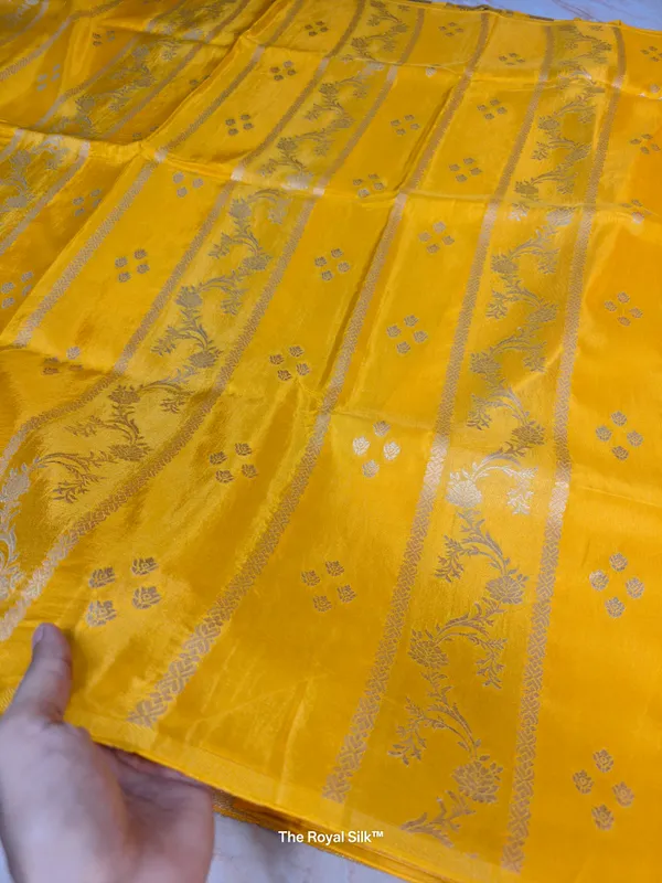 Russian_Silk_In_Airy_Gold_With_Stripe_Style_Saree_For_Women