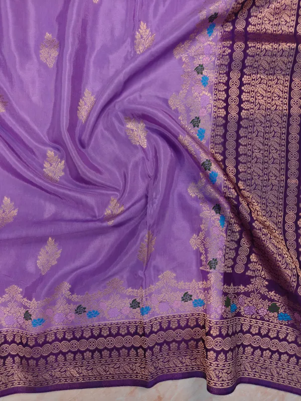 Russian_Silk_In_Lavender_With_Magenta_Border_Saree_For_Women