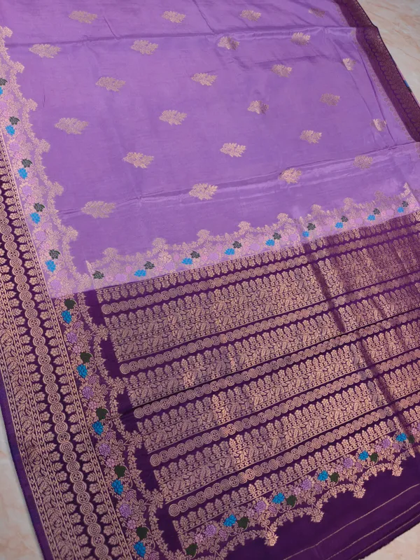 Russian_Silk_In_Lavender_With_Magenta_Border_Saree_For_Women