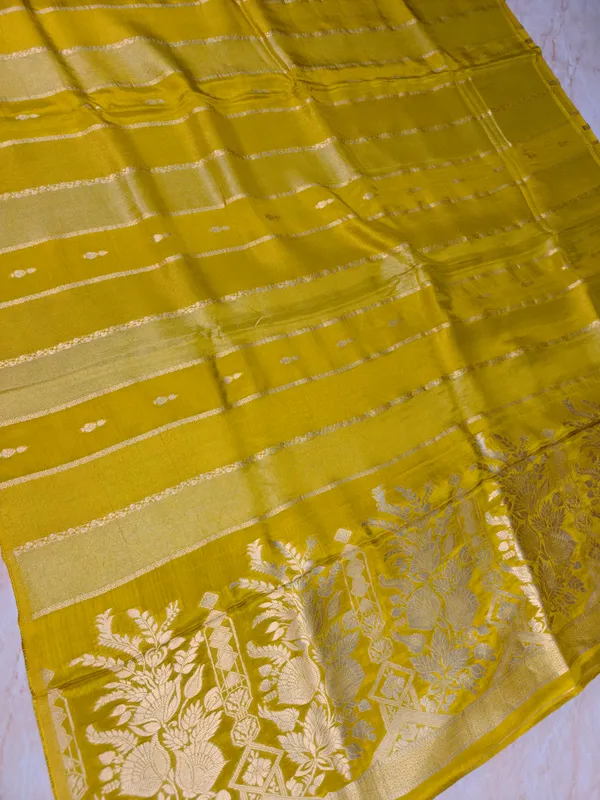 Russian_Silk_In_Mustard_Colour_With_Stripe_Style_Saree_For_Women