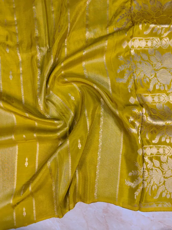 Russian_Silk_In_Mustard_Colour_With_Stripe_Style_Saree_For_Women