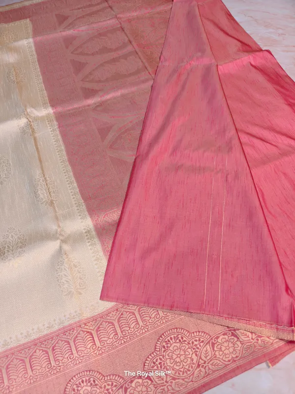 Tasar_Matka_Silk_With_Pink_Border_Saree_For_Women