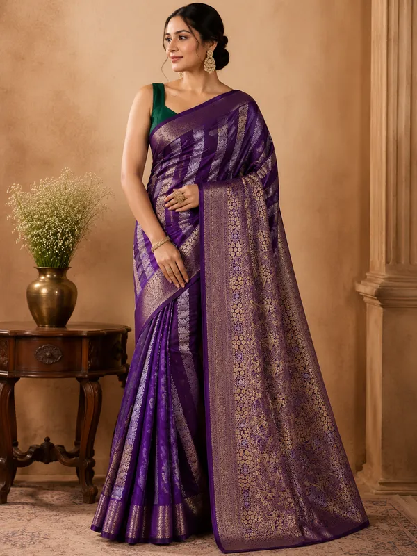 RUSSIAN_SATIN_SILK_IN_PURPLE_WITH_VERTICAL_SILVER_GOLD_ZARIWORK