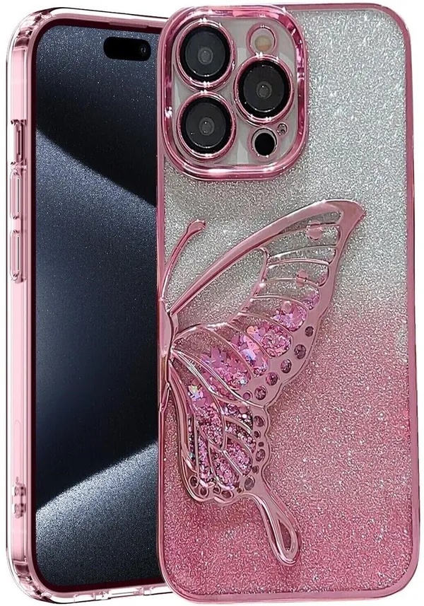 Luxury_Glitter_Cute_Butterfly,_Flexible_Case_Cover_for_iPhone_16_Pro