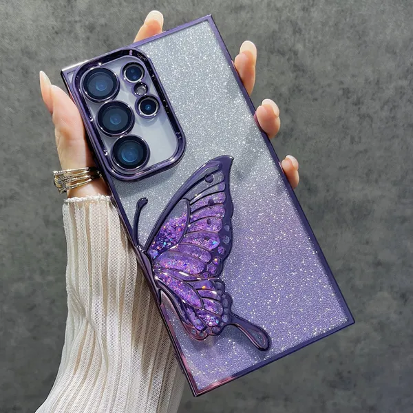 Luxury_Glitter_Cute_Butterfly,_Flexible_Case_Cover_for_Samsung_Galaxy_S24_Ultra_5G